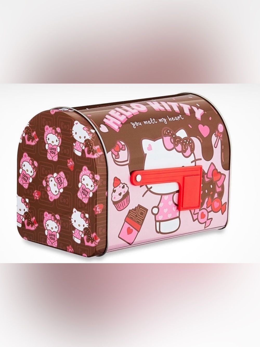 Hello Kitty Melt My Heart Tin Mail Box - New! 5” x 3”
